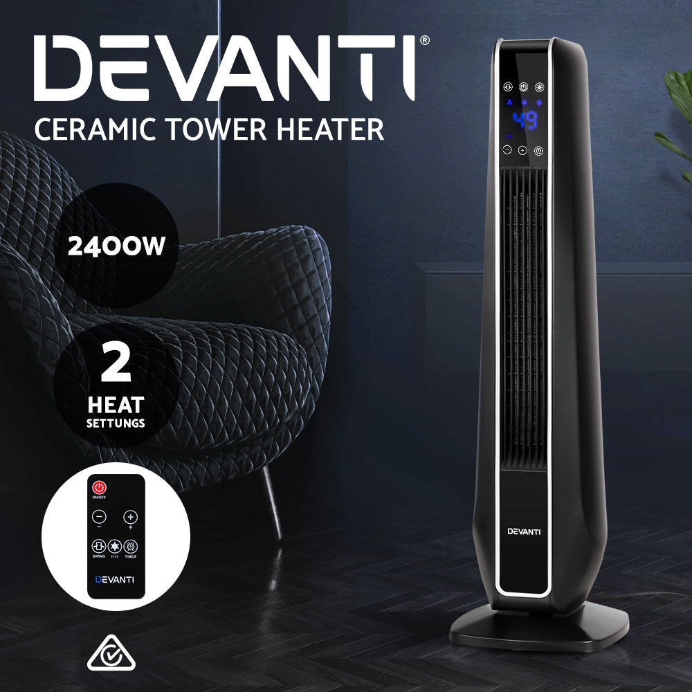 Devanti Electric Ceramic Tower Heater 2400W-Heaters-PEROZ Accessories