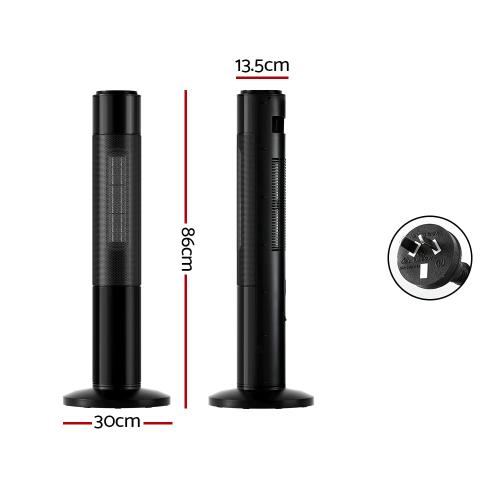 Devanti Ceramic Tower Heater 3D Flame 2000W-Heaters-PEROZ Accessories