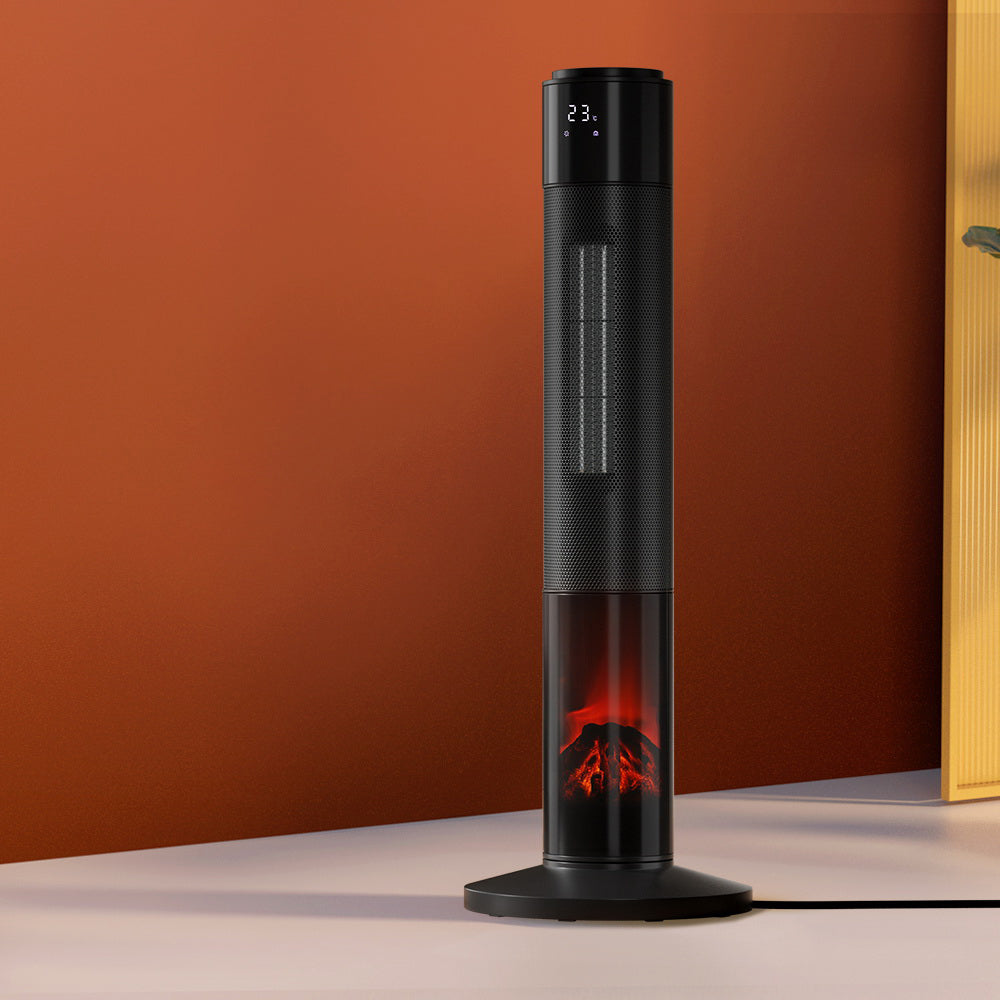 Devanti Ceramic Tower Heater 3D Flame 2000W-Heaters-PEROZ Accessories