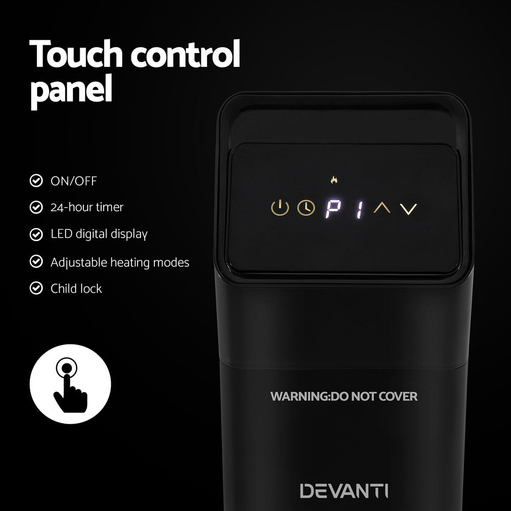 Devanti Radiant Tower Heater Electric Portable Remote Control 2000W Heating-Appliances > Heaters-PEROZ Accessories