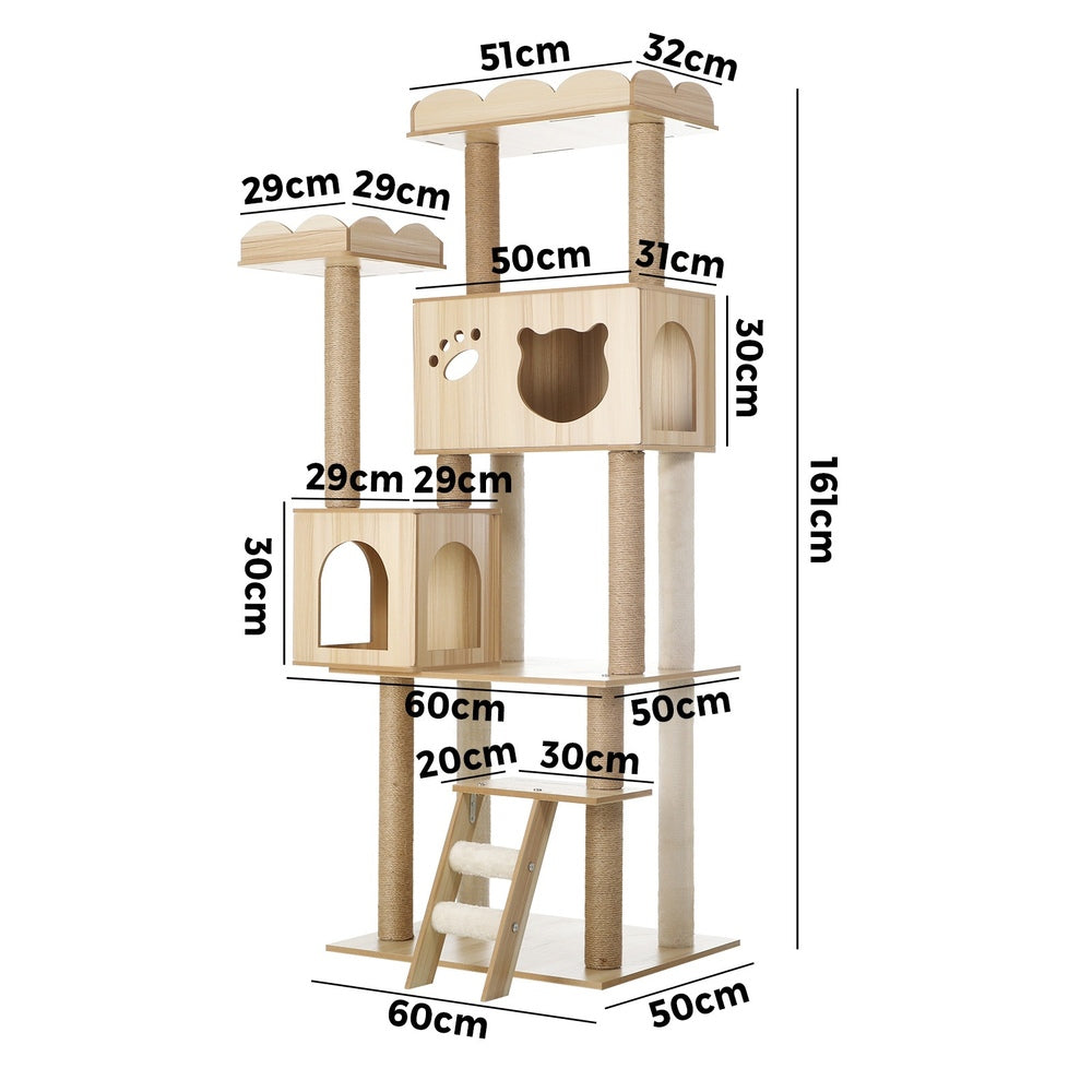 Alopet Cat Tree Tower Scratching Post Wood Condo 161cm-Cat Trees-PEROZ Accessories