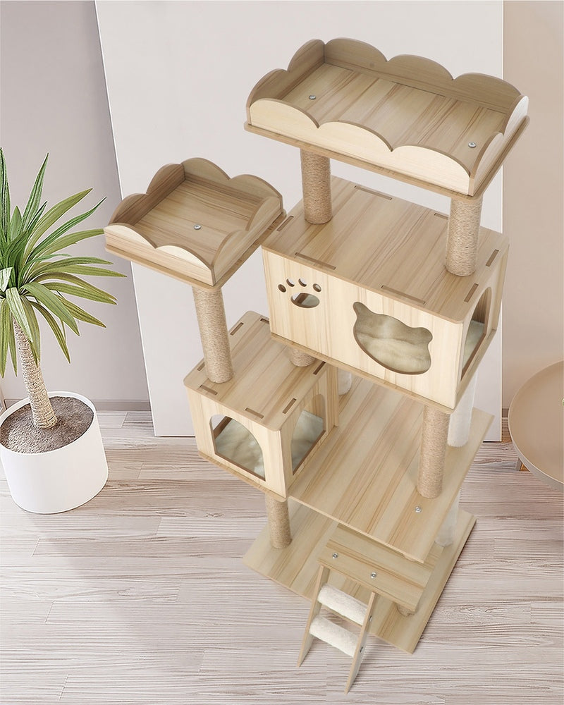 Alopet Cat Tree Tower Scratching Post Wood Condo 161cm-Cat Trees-PEROZ Accessories
