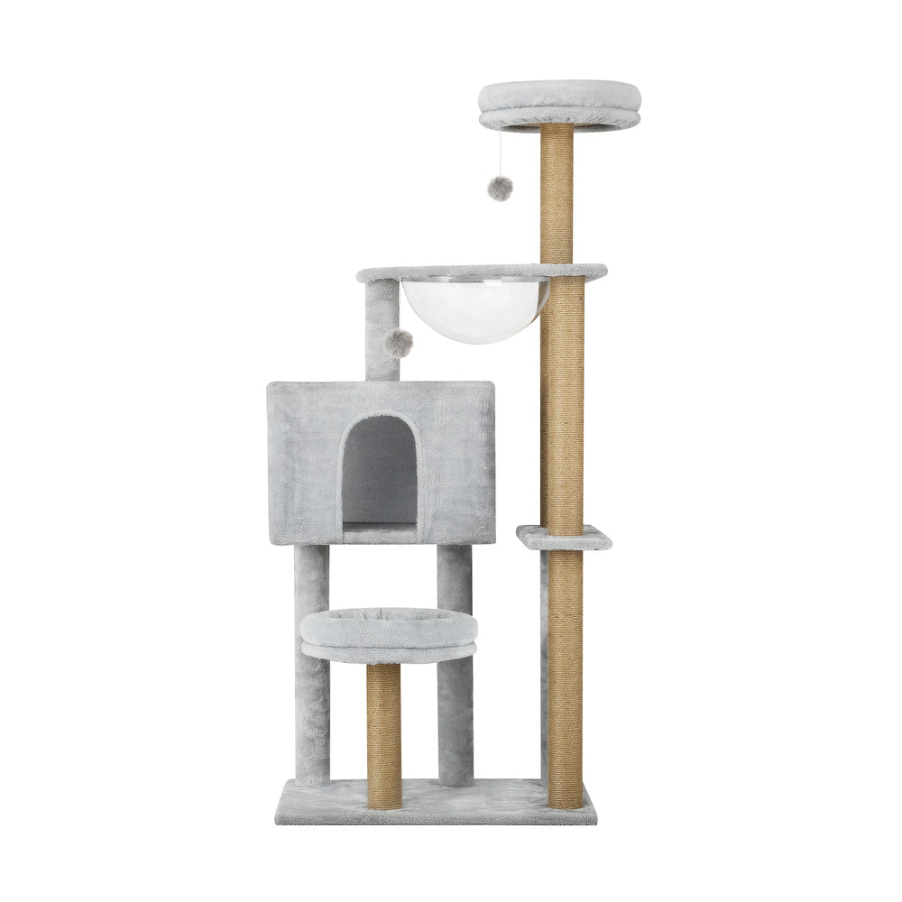 Alopet 140cm Cat Tree, Grey Cat Tower Cat Scratching Post-Cat Trees-PEROZ Accessories