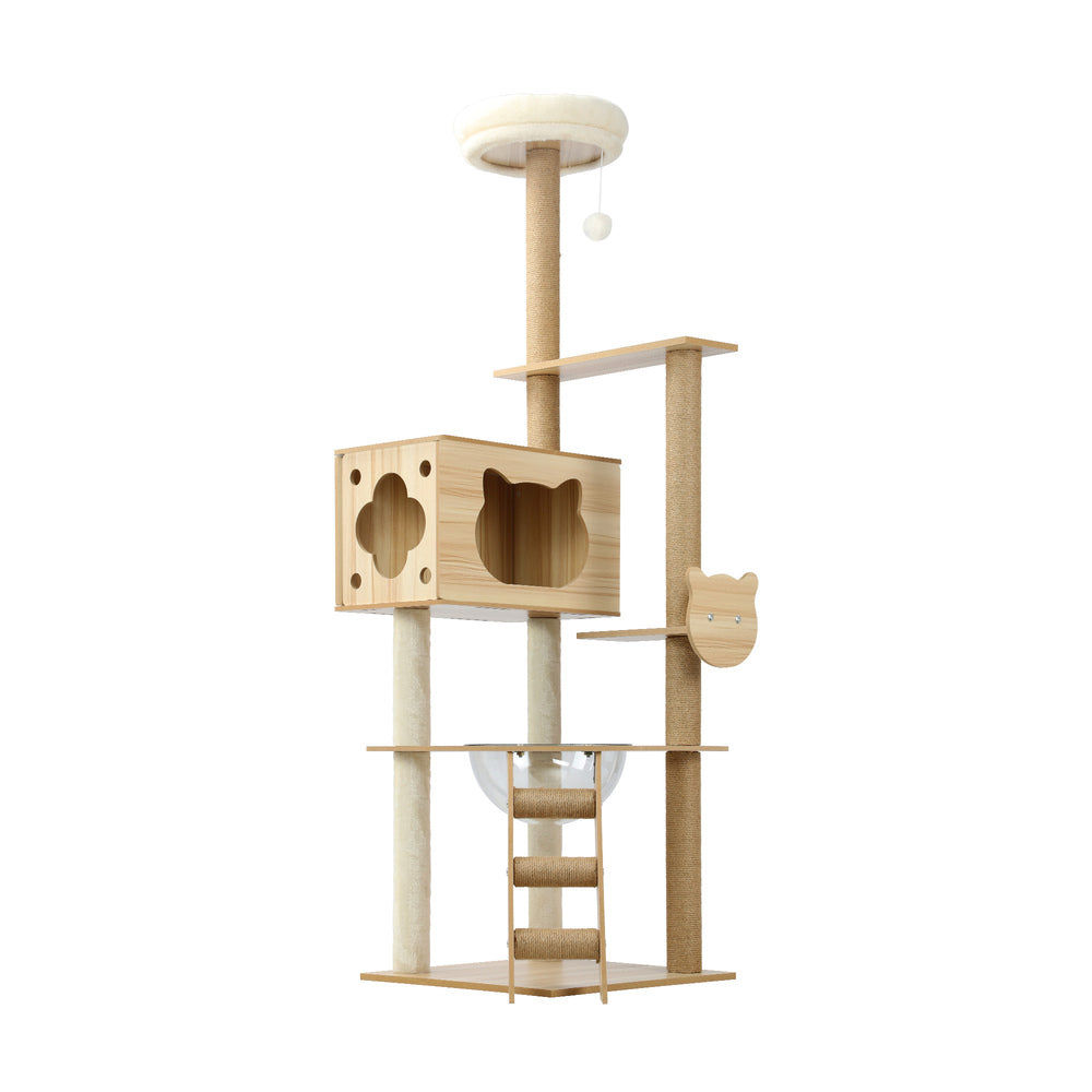 Alopet 162cm Wooden Cat Tree with Ladder, Cat Condo and Scratching Post Cat Tower-Cat Trees-PEROZ Accessories