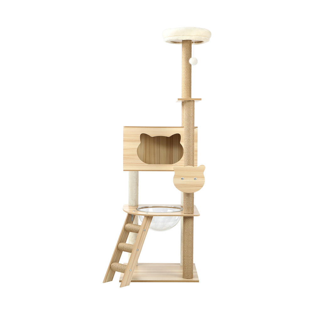 Alopet 162cm Wooden Cat Tree with Ladder, Cat Condo and Scratching Post Cat Tower-Cat Trees-PEROZ Accessories