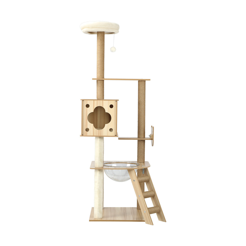 Alopet 162cm Wooden Cat Tree with Ladder, Cat Condo and Scratching Post Cat Tower-Cat Trees-PEROZ Accessories