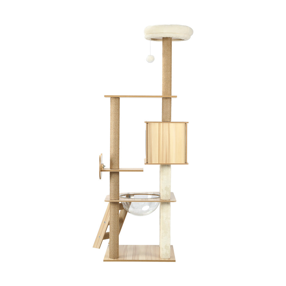 Alopet 162cm Wooden Cat Tree with Ladder, Cat Condo and Scratching Post Cat Tower-Cat Trees-PEROZ Accessories