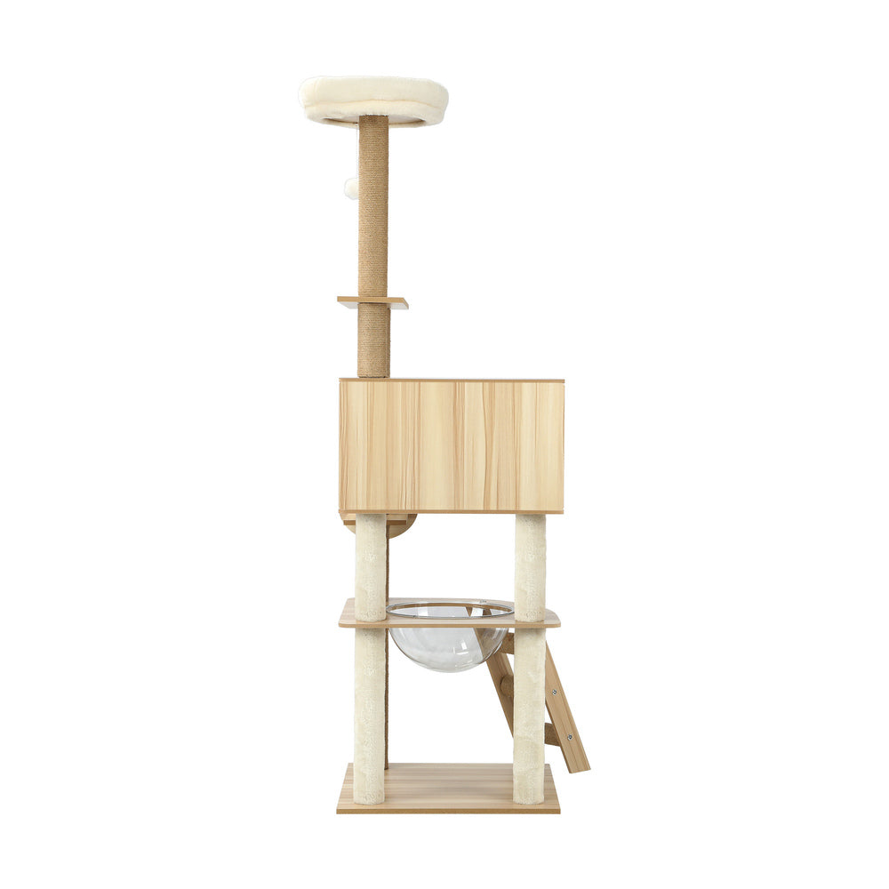 Alopet 162cm Wooden Cat Tree with Ladder, Cat Condo and Scratching Post Cat Tower-Cat Trees-PEROZ Accessories