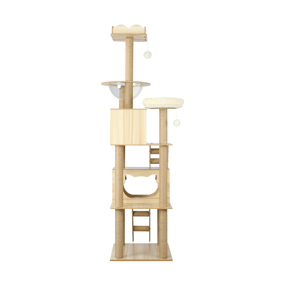 Alopet 190cm Wooden Cat Tree with Ladder, Cat Condo and Scratching Post Cat Tower-Cat Trees-PEROZ Accessories