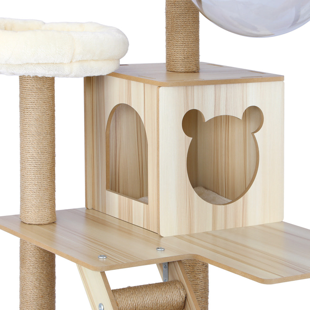 Alopet 190cm Wooden Cat Tree with Ladder, Cat Condo and Scratching Post Cat Tower-Cat Trees-PEROZ Accessories