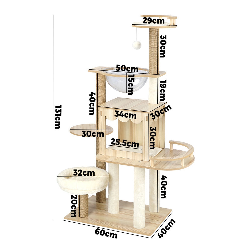 Alopet Cat Tree 131cm Cat Tower with Cat Scratching Post and Cat Condo-Cat Trees-PEROZ Accessories