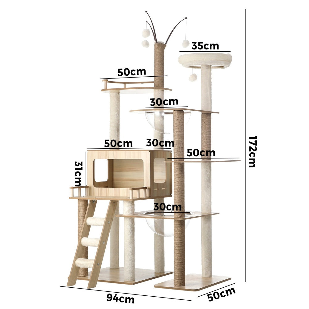 Alopet Large Cat Tree Wood Scratcher Condo House Bed 172cm-Cat Trees-PEROZ Accessories