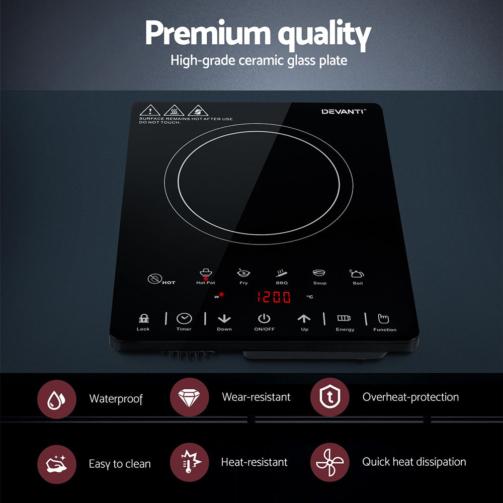 Devanti Electric Ceramic Cooktop 30cm-Appliances > Kitchen Appliances-PEROZ Accessories