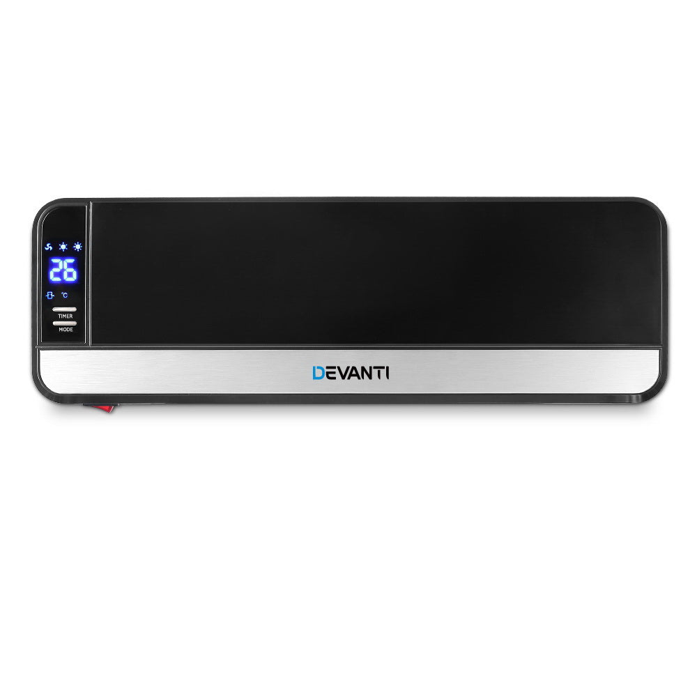 Devanti 2000W Wall Mounted Panel Heater - Black-Heaters-PEROZ Accessories