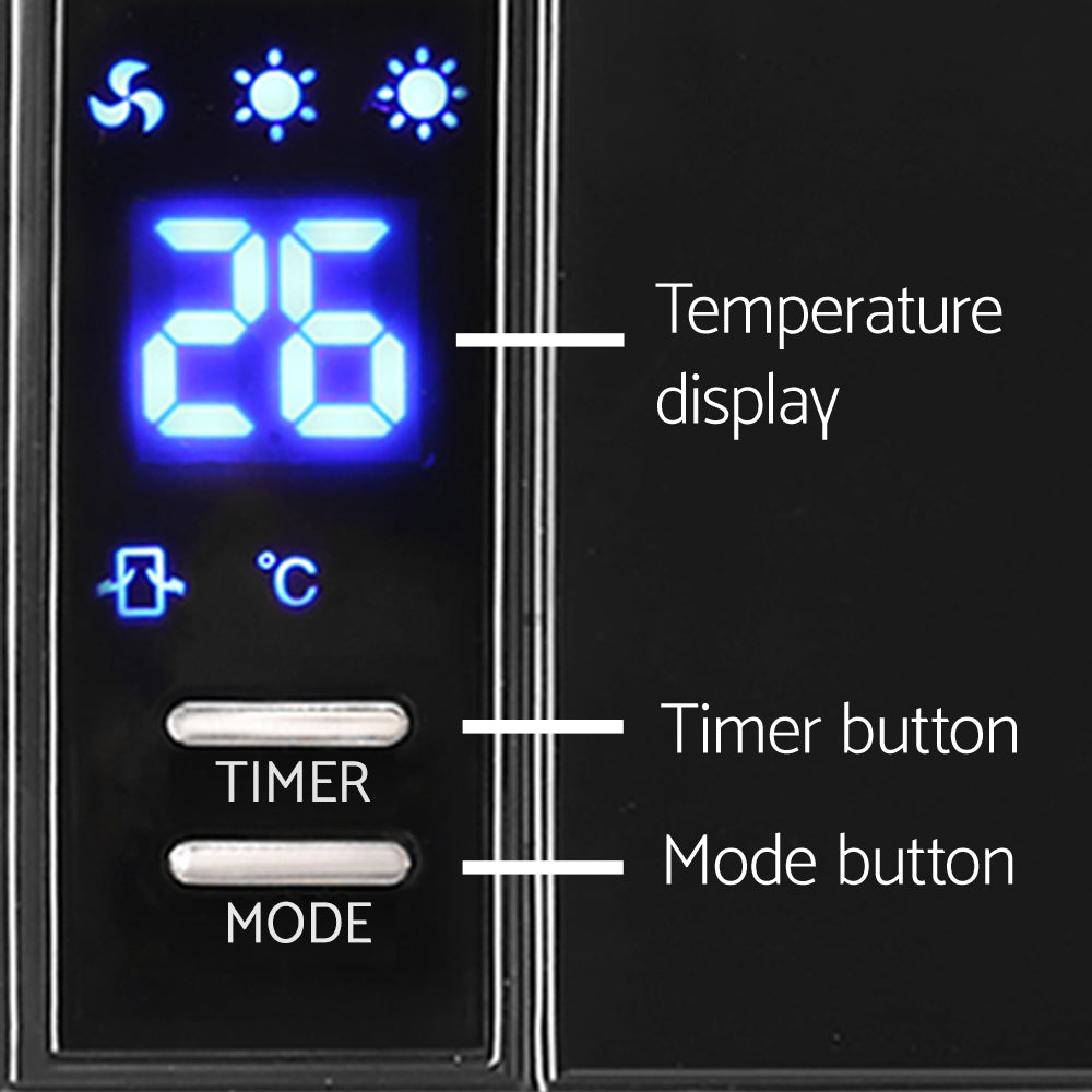 Devanti 2000W Wall Mounted Panel Heater - Black-Heaters-PEROZ Accessories