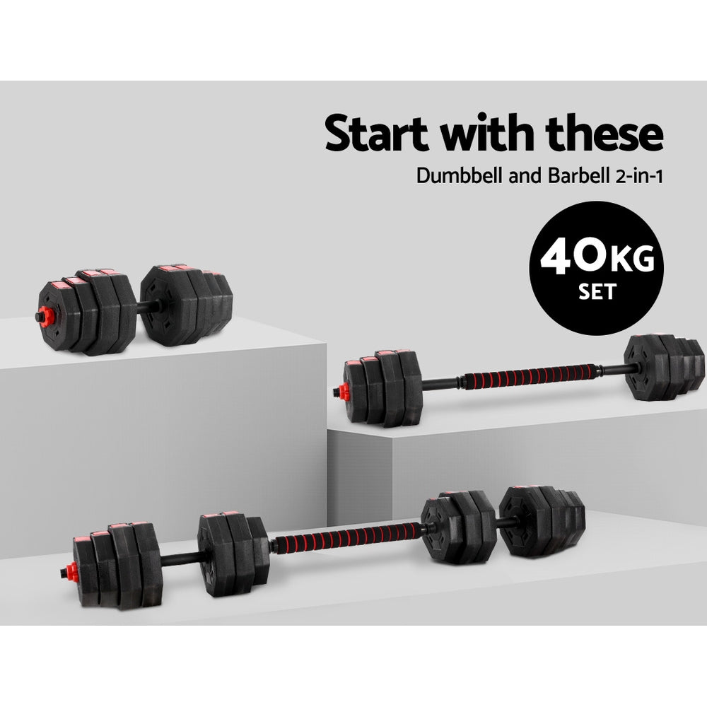 Everfit 40kg Dumbbells Barbell Set Adjustable Dumbbell Weight Lifting-Sports & Fitness > Exercise, Gym & Fitness > Free Weights-PEROZ Accessories