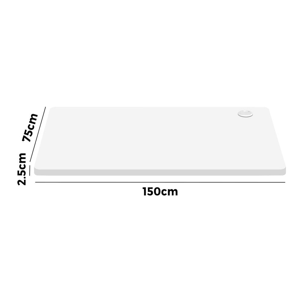 Oikiture Standing Desk Top with Drilled Hole White 150x75cm-Desk Board-PEROZ Accessories