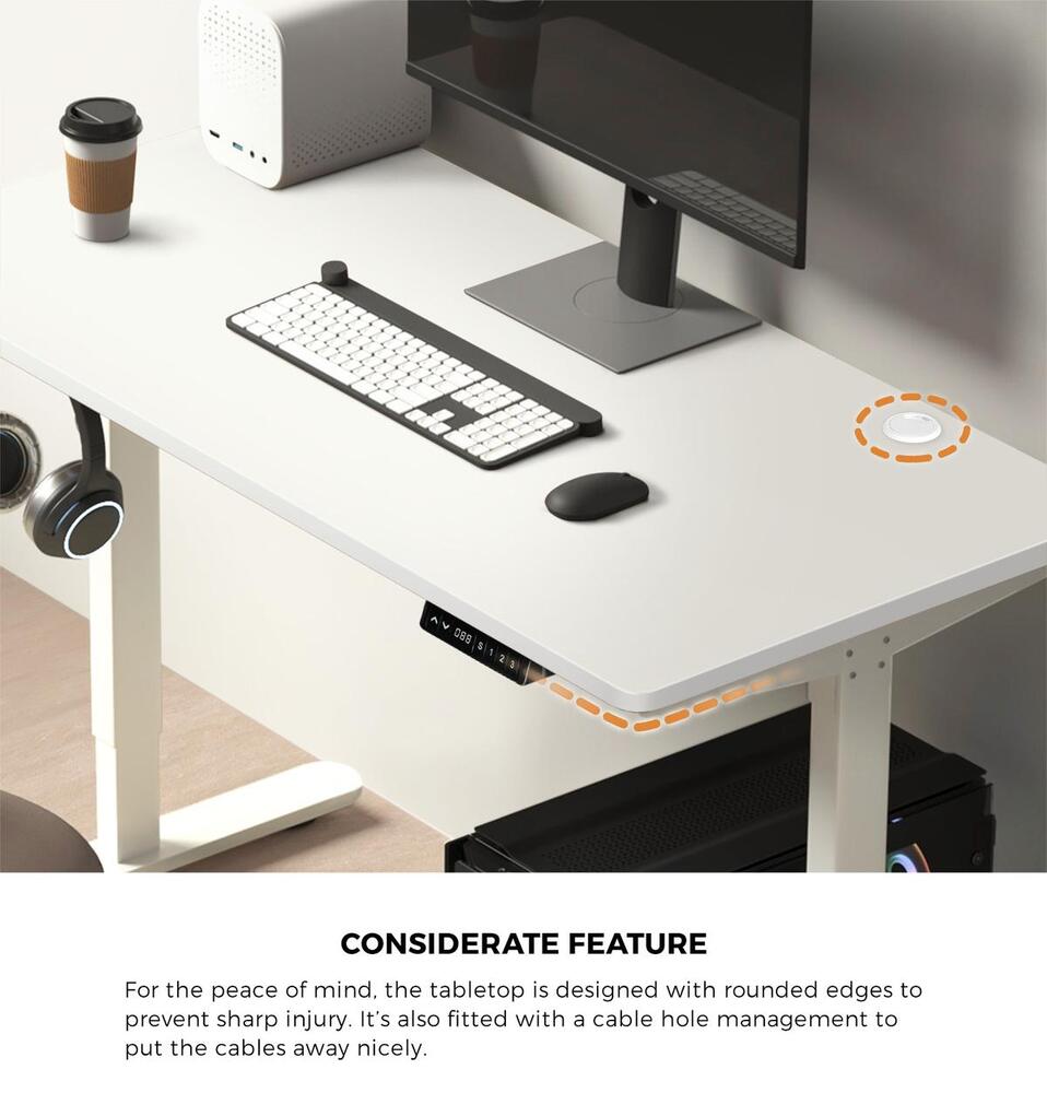Oikiture Standing Desk Top with Drilled Hole White 150x75cm-Desk Board-PEROZ Accessories