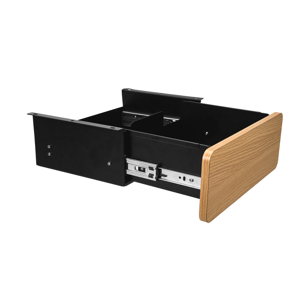 Oikiture Under Desk Drawer with 2 Drawers Dividers Natural and Black-Desk Drawers-PEROZ Accessories