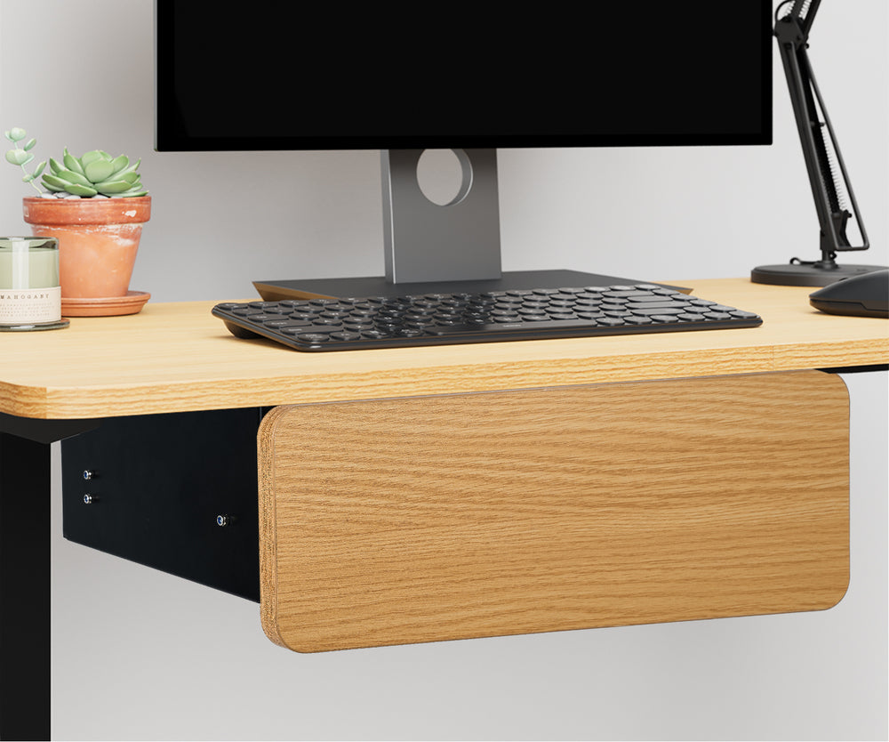 Oikiture Under Desk Drawer with 2 Drawers Dividers Natural and Black-Desk Drawers-PEROZ Accessories