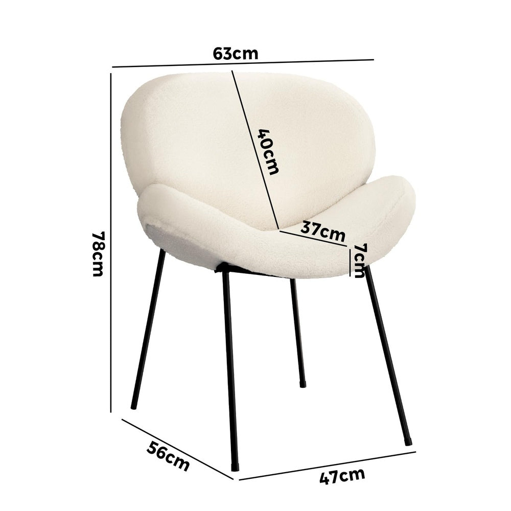 Oikiture 1PC Armchair Dining Chair Accent Chairs Tub Armchairs Sherpa Beige-Dining Chairs-PEROZ Accessories