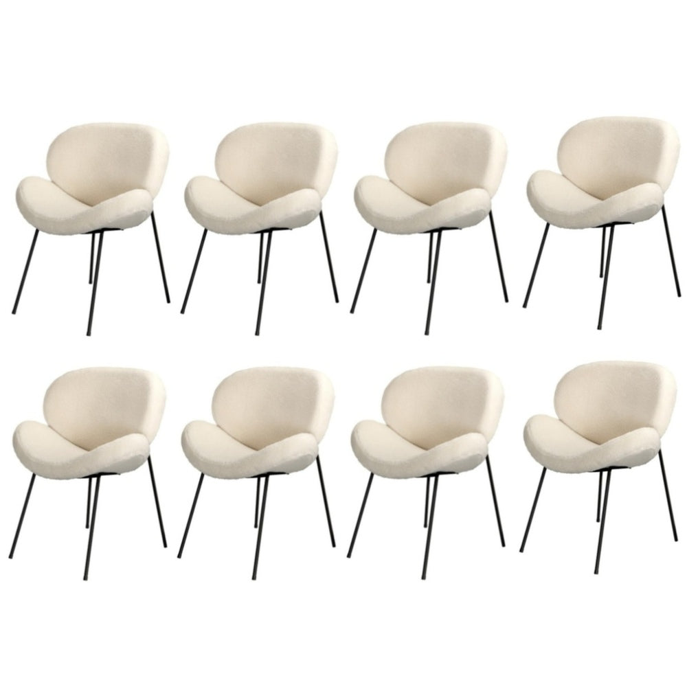 Oikiture 8PCS Dining Chair Tub Armchairs Sherpa White-Dining Chair-PEROZ Accessories