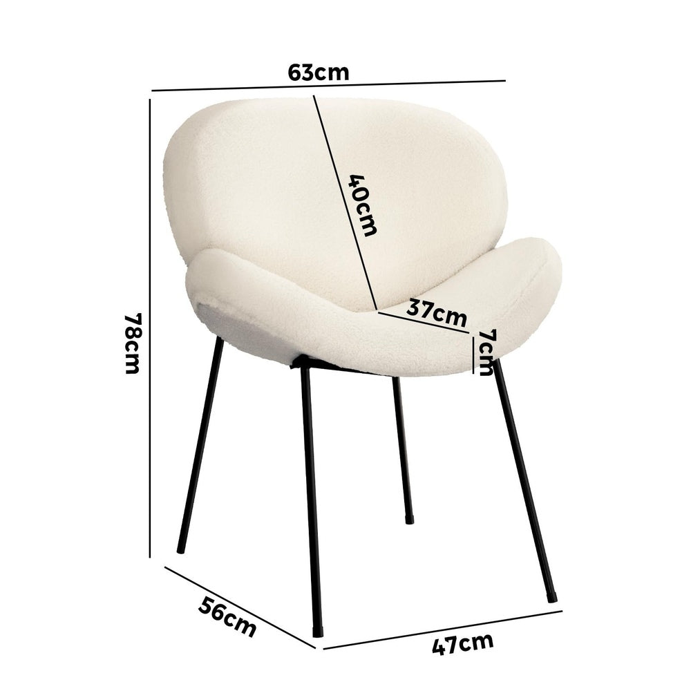 Oikiture 8PCS Dining Chair Tub Armchairs Sherpa White-Dining Chair-PEROZ Accessories