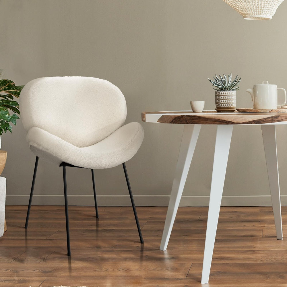 Oikiture 8PCS Dining Chair Tub Armchairs Sherpa White-Dining Chair-PEROZ Accessories