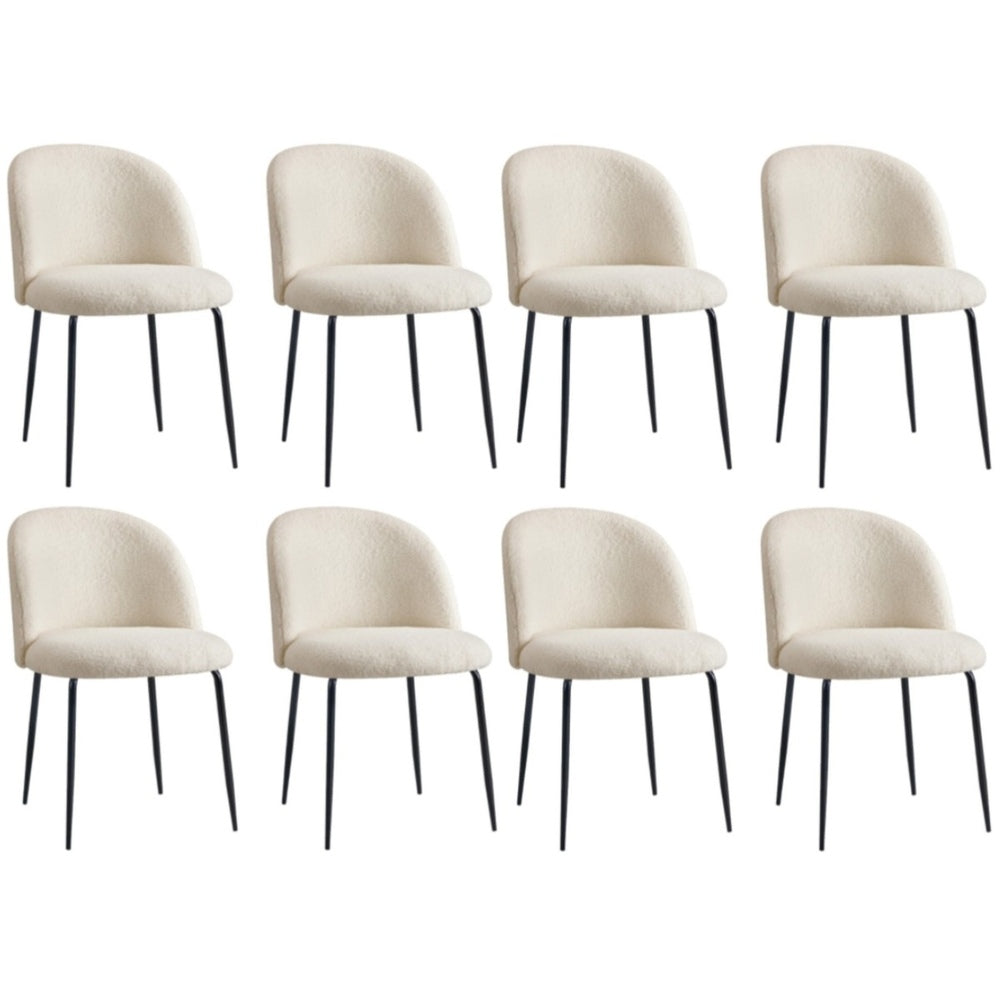 Oikiture 8x Dining Chairs Upholstered Sherpa White-Dining Chair-PEROZ Accessories