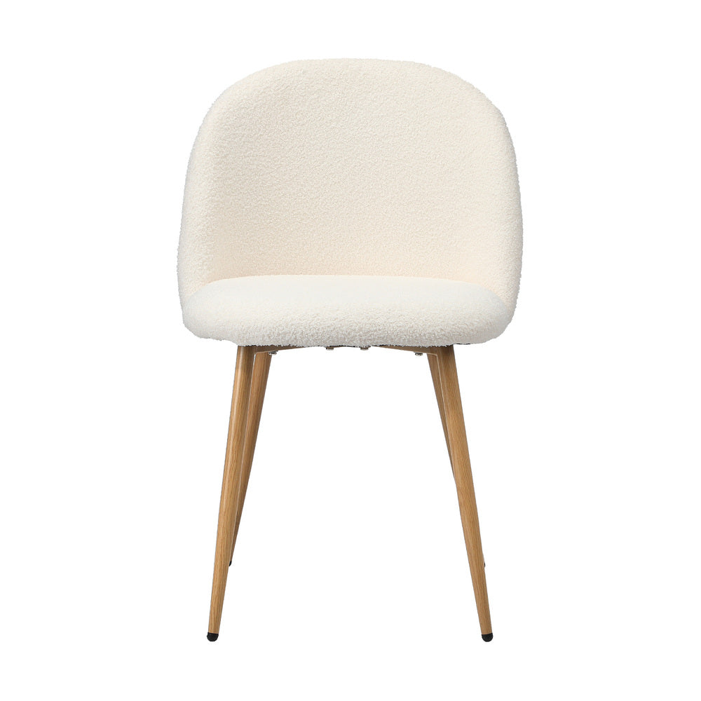 Oikiture 2x Dining Chairs Upholstered Sherpa Wooden White-Dining Chair-PEROZ Accessories