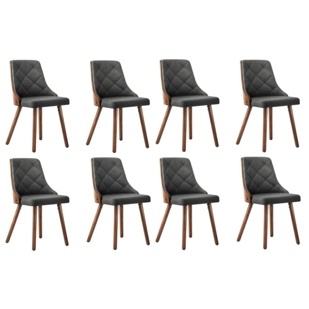 Oikiture Wooden Dining Chairs Faux Linen fabric Padded Seat x8-Dining Chair-PEROZ Accessories