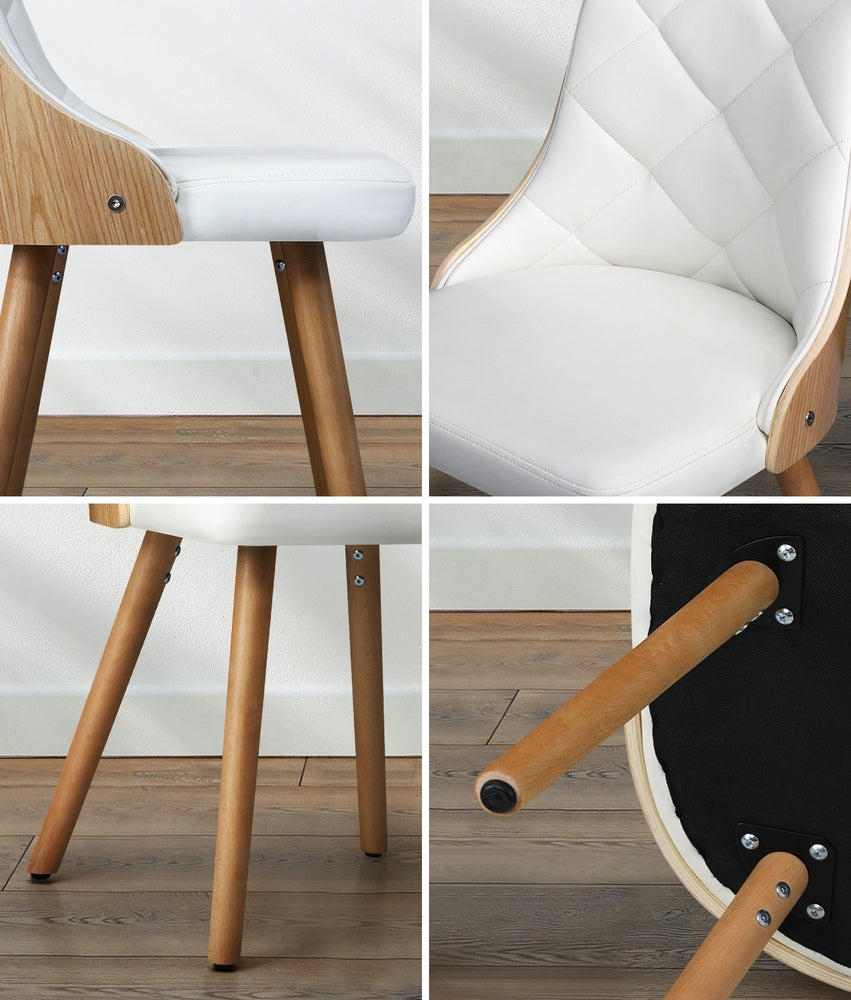 Oikiture Dining Chairs Wooden Kitchen Chair Cafe Faux PU Leather Padded Seat 2x-Dining Chairs-PEROZ Accessories