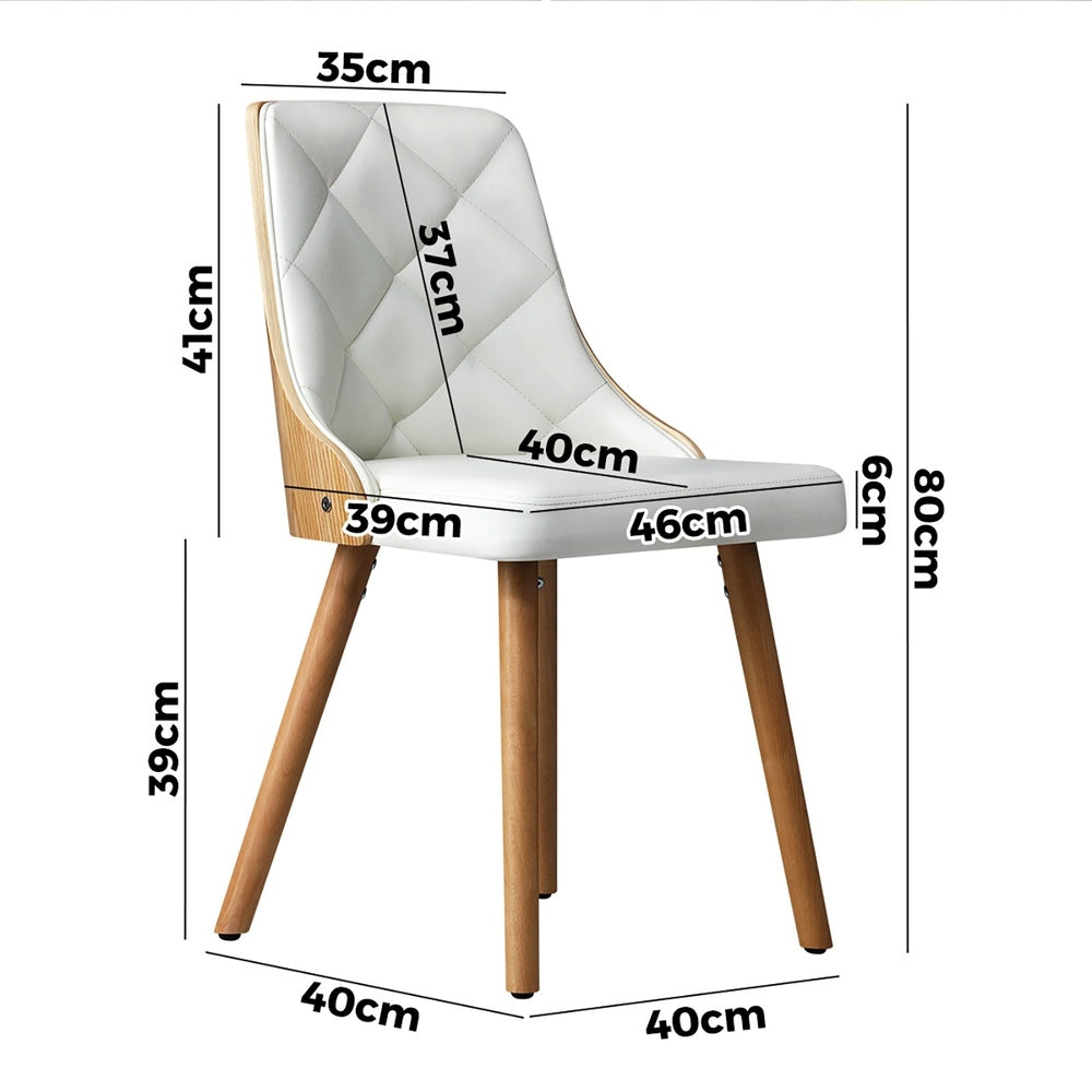 Oikiture 8x Wooden Dining Chairs Faux Leather Padded White-Dining Chair-PEROZ Accessories