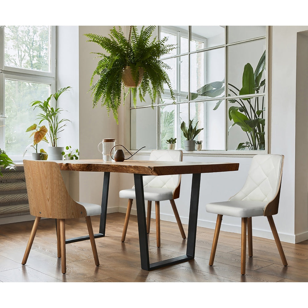 Oikiture 8x Wooden Dining Chairs Faux Leather Padded White-Dining Chair-PEROZ Accessories
