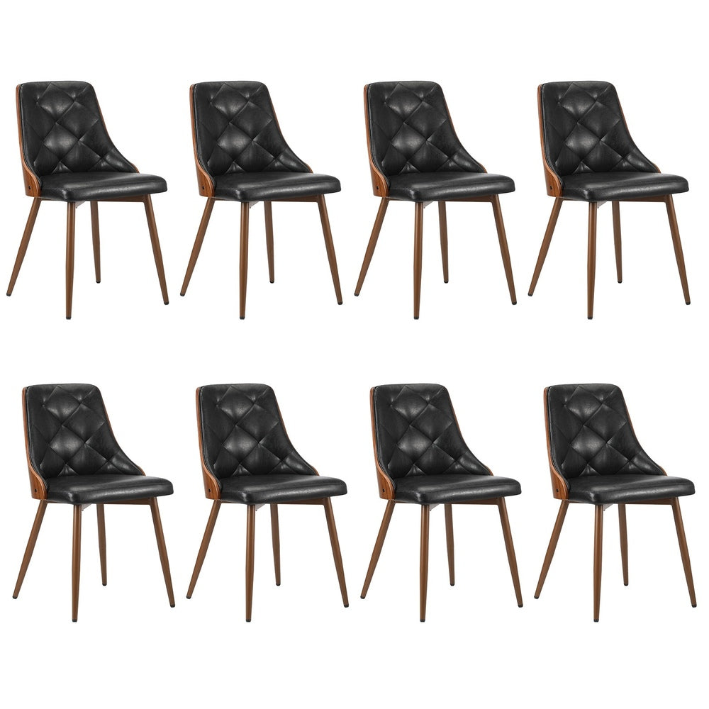 Oikiture Dining Chairs Cafe Seat Retro PU Leather x8 Black-Dining Chair-PEROZ Accessories