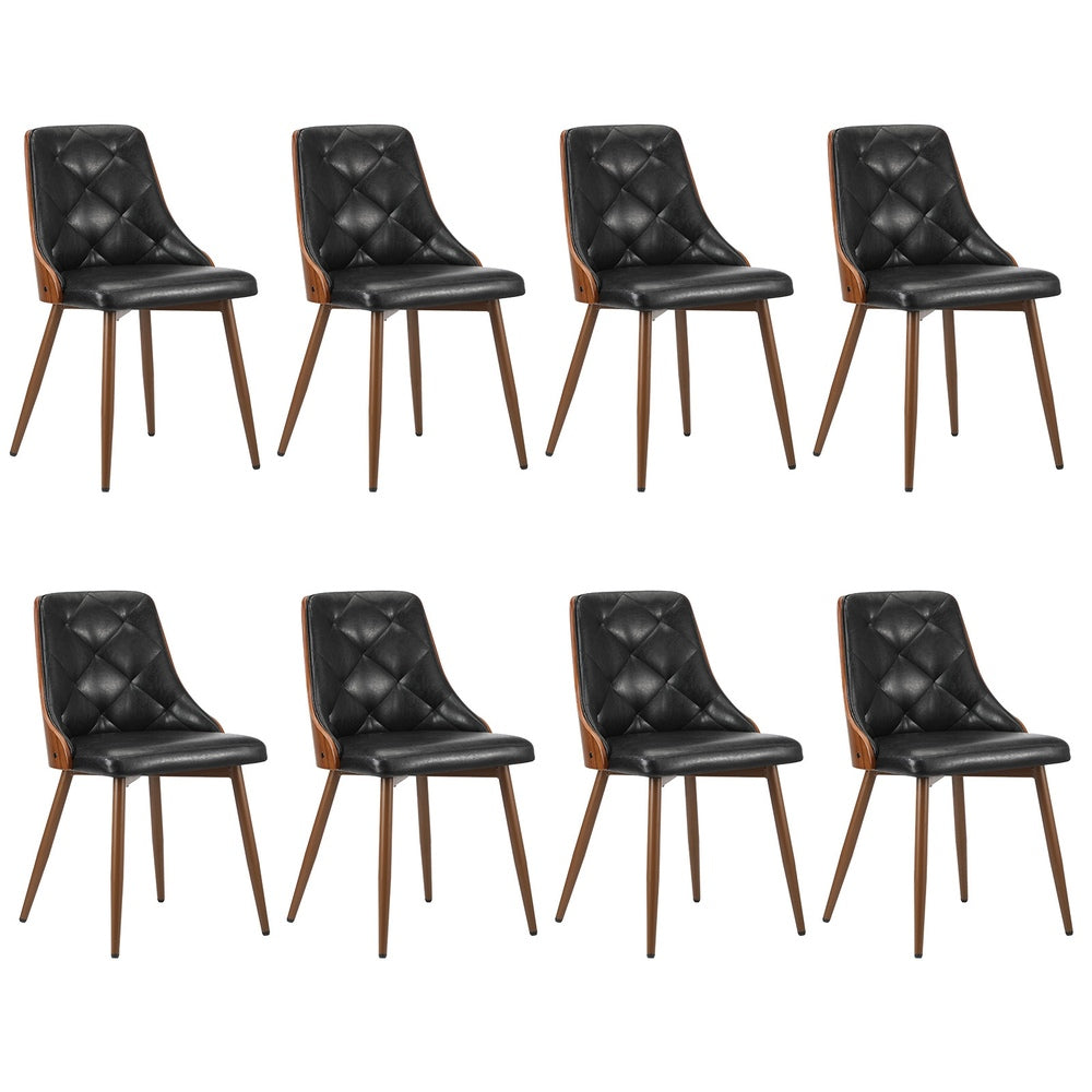 Oikiture Dining Chairs Cafe Seat Retro PU Leather x8 Black-Dining Chair-PEROZ Accessories