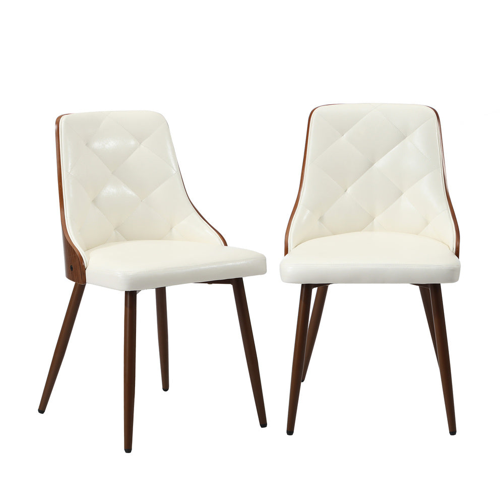 Oikiture Dining Chairs PU Leather x2 White-Dining Chair-PEROZ Accessories