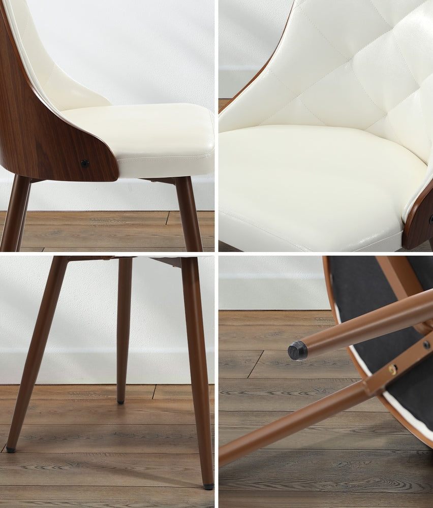 Oikiture Dining Chairs PU Leather x2 White-Dining Chair-PEROZ Accessories