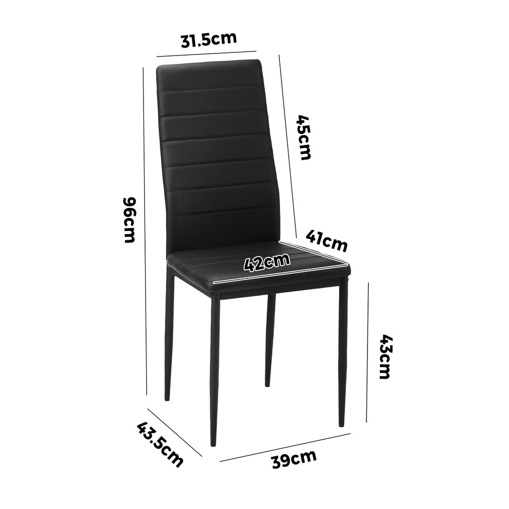 Oikiture 6PCS Dining Chairs High-Back Faux Leather Black-Dining Chair-PEROZ Accessories