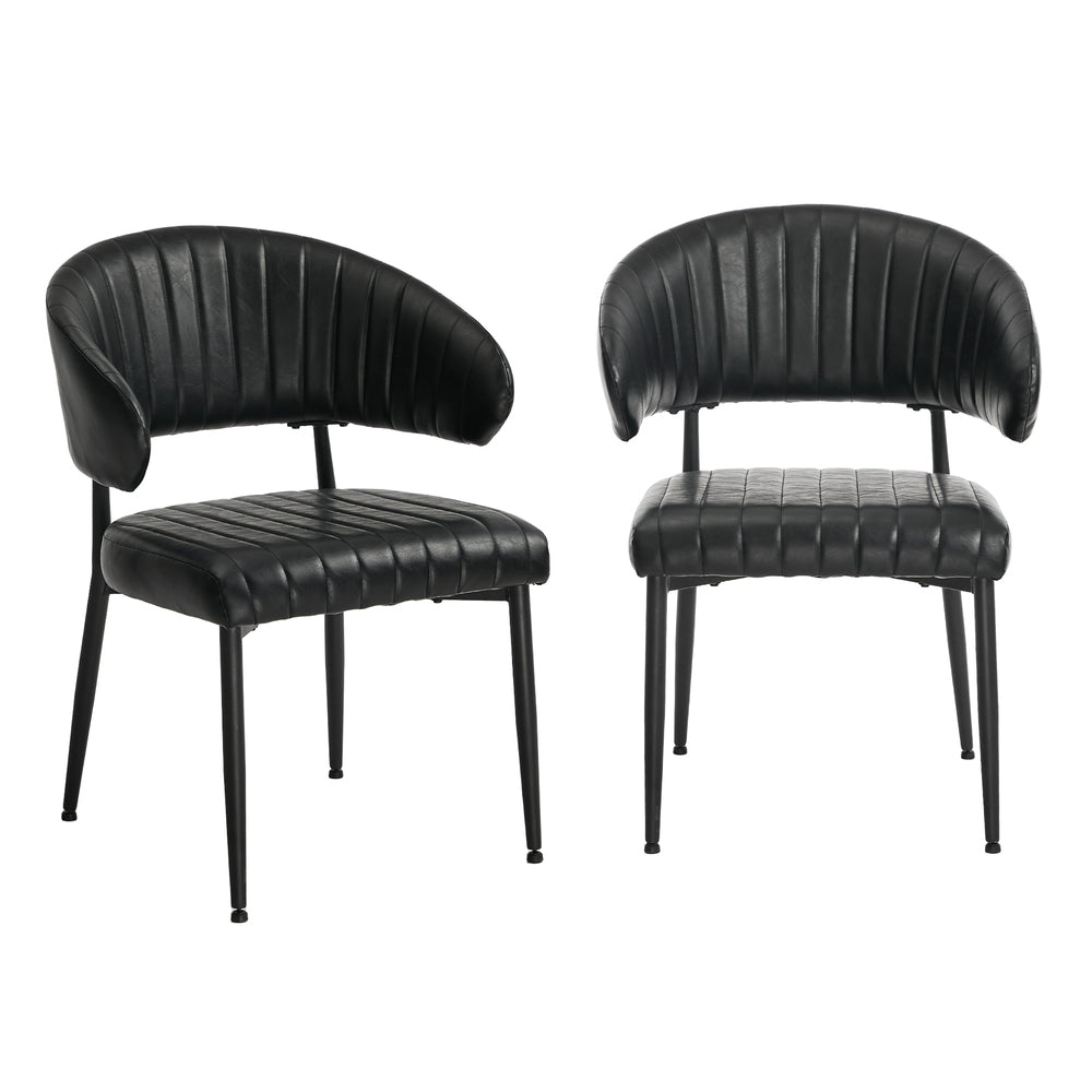 Oikiture 2x PU Leather Dining Chair Kitchen Padded Seat Black-Dining Chair-PEROZ Accessories