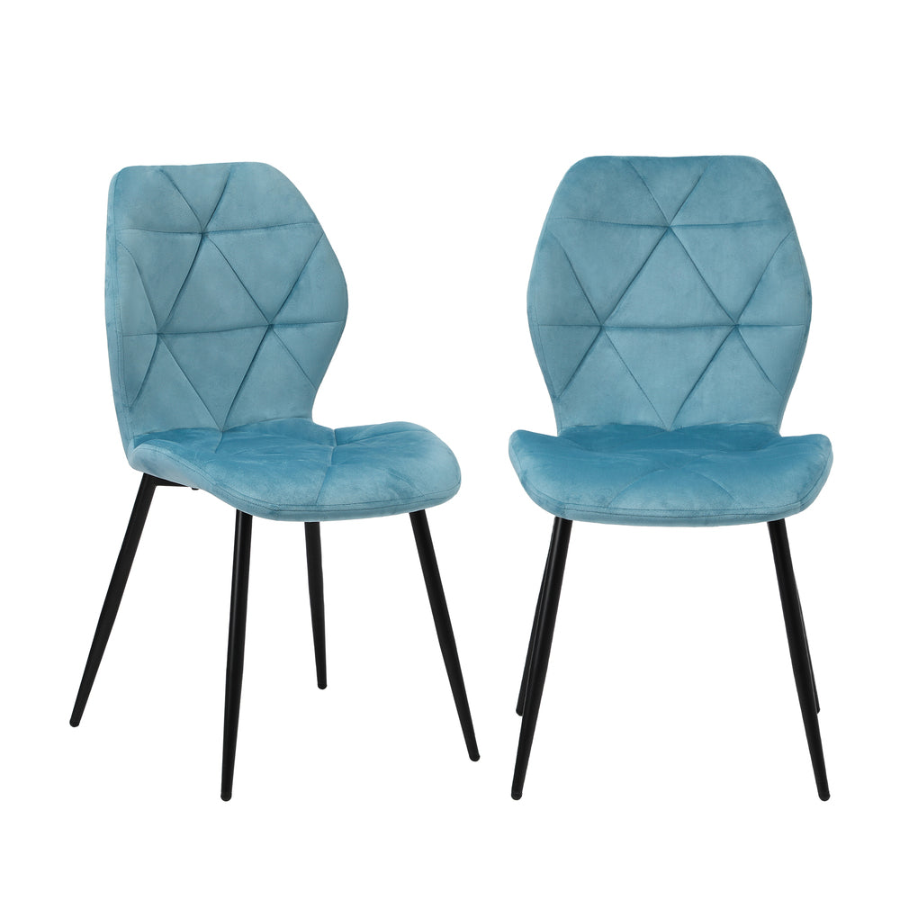Oikiture Dining Chairs Set of 2 Velvet Blue-Dining Chair-PEROZ Accessories