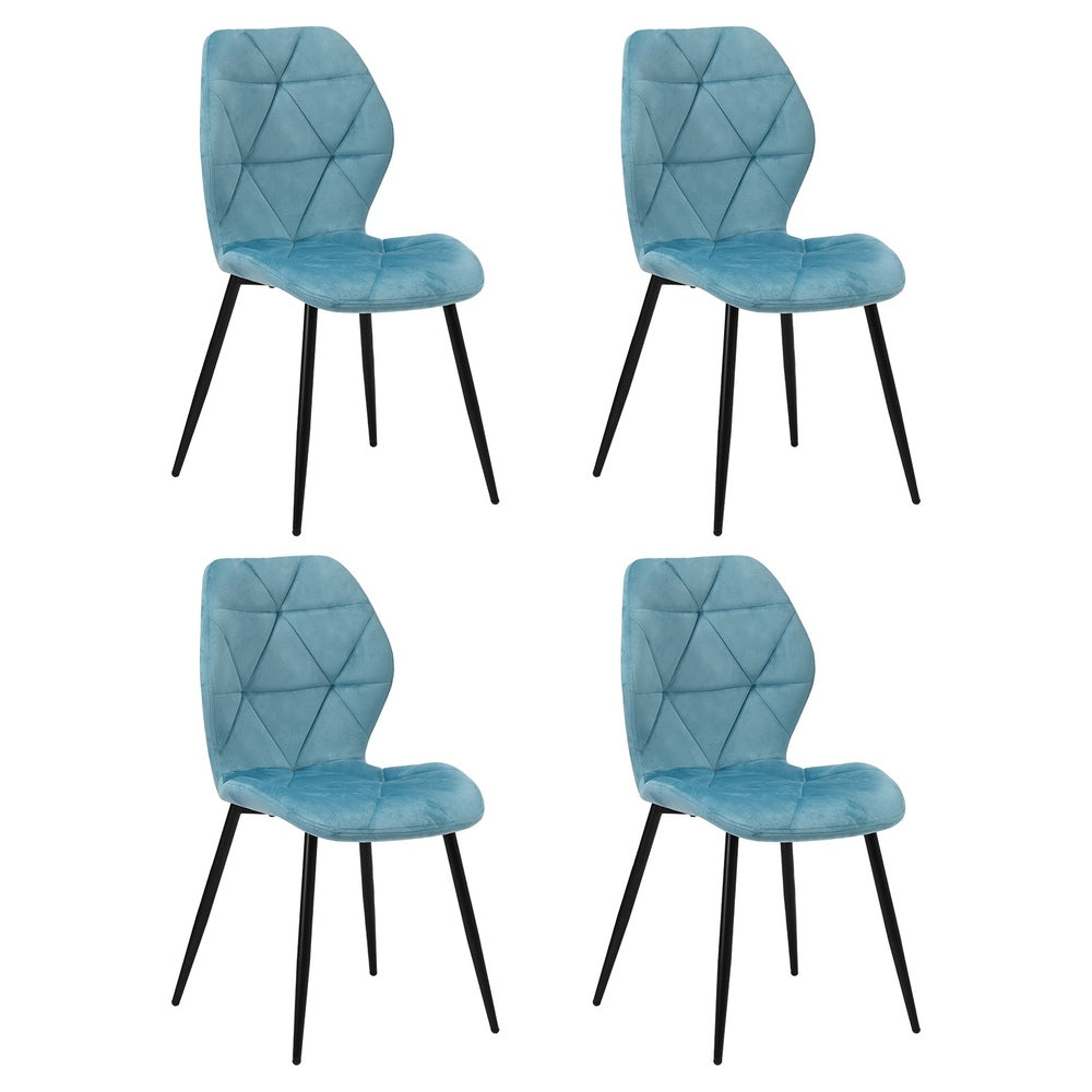 Oikiture Dining Chairs Set of 4 Velvet Blue-Dining Chair-PEROZ Accessories