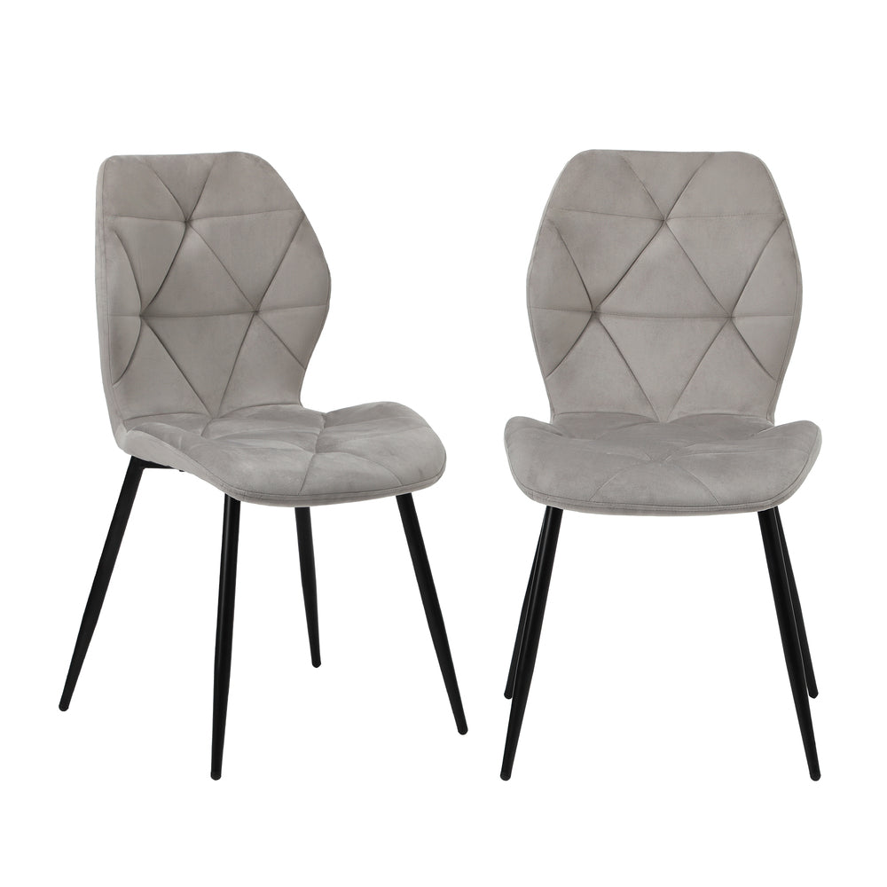 Oikiture Dining Chairs Set of 2 Velvet Grey-Dining Chair-PEROZ Accessories