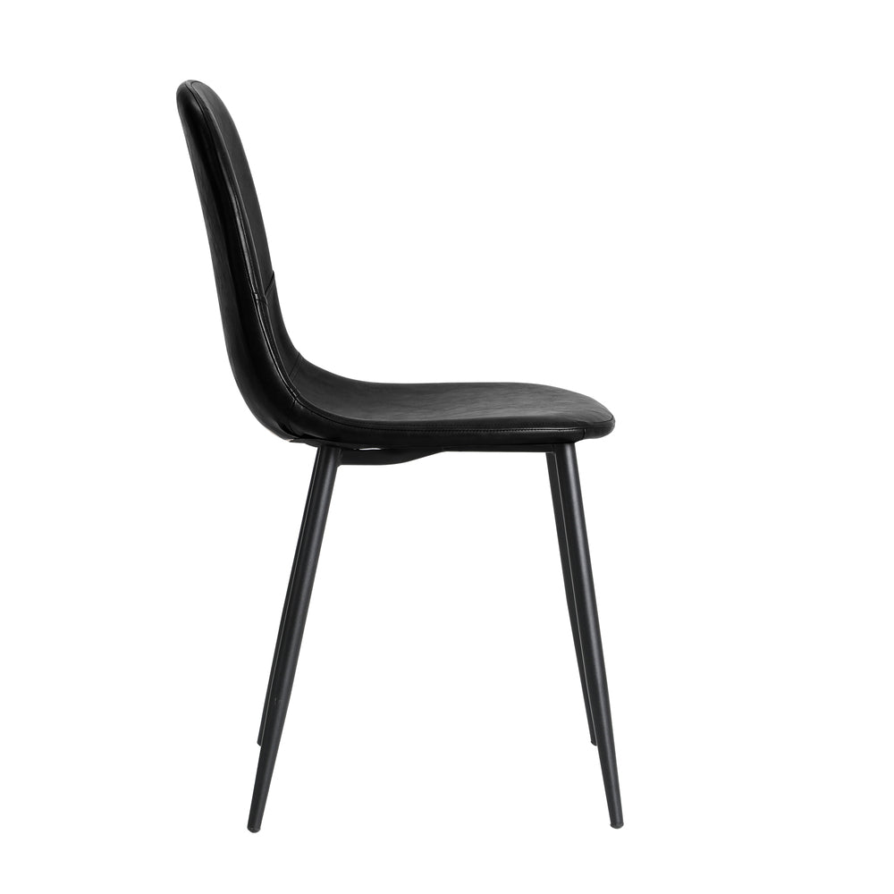 Oikiture 2x Dining Chairs PU Leather Black-Dining Chair-PEROZ Accessories