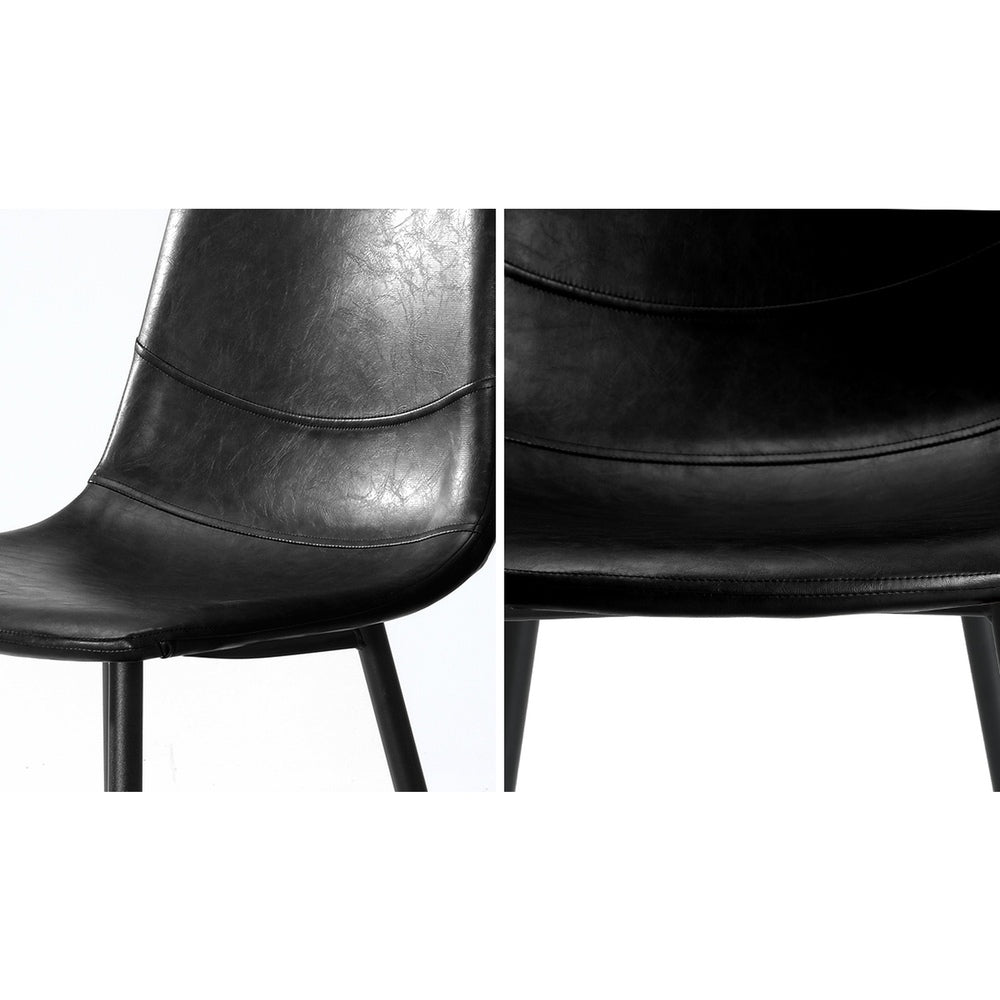 Oikiture 2x Dining Chairs PU Leather Black-Dining Chair-PEROZ Accessories