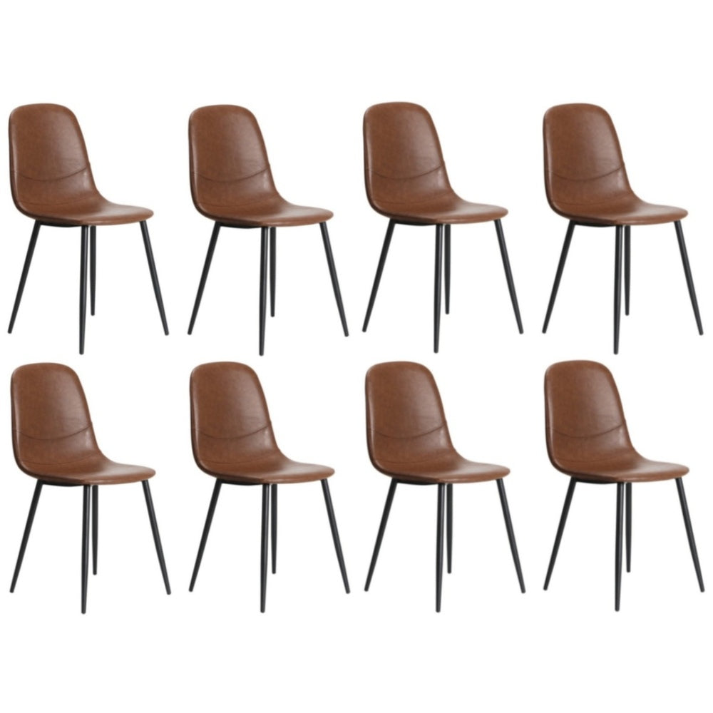 Oikiture 8x Dining Chairs Accent Chair PU Leather Brown-Dining Chair-PEROZ Accessories