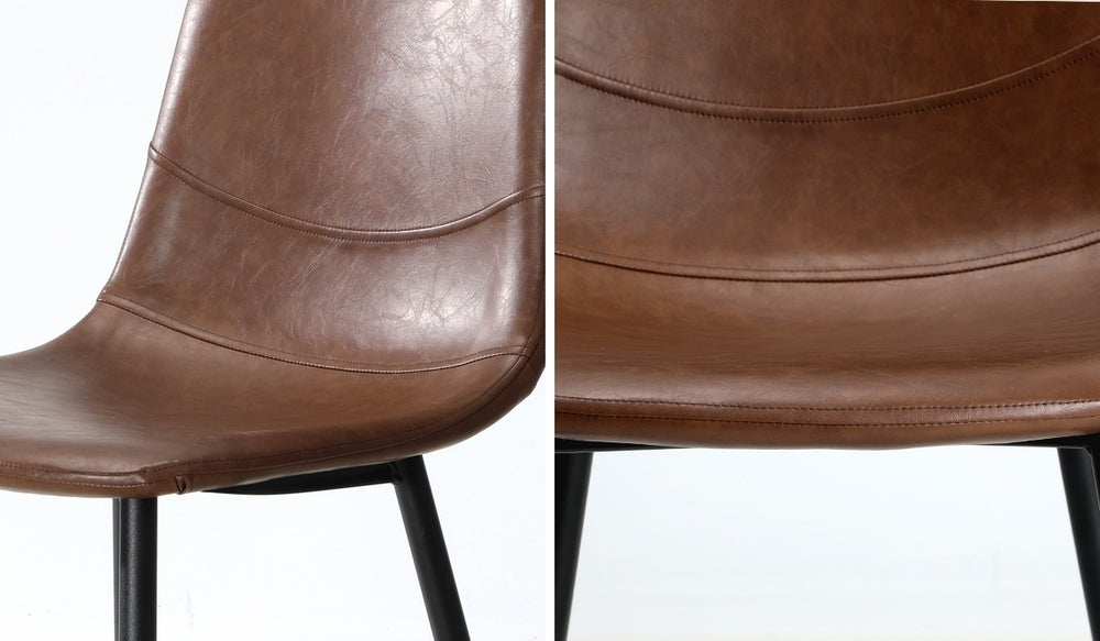 Oikiture 8x Dining Chairs Accent Chair PU Leather Brown-Dining Chair-PEROZ Accessories