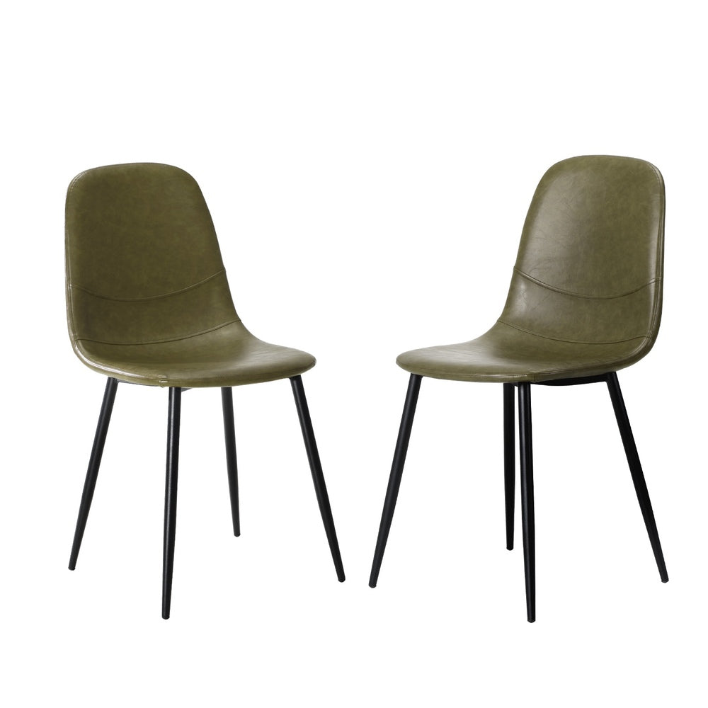 Oikiture 2x Dining Chairs PU Leather Green-Dining Chair-PEROZ Accessories