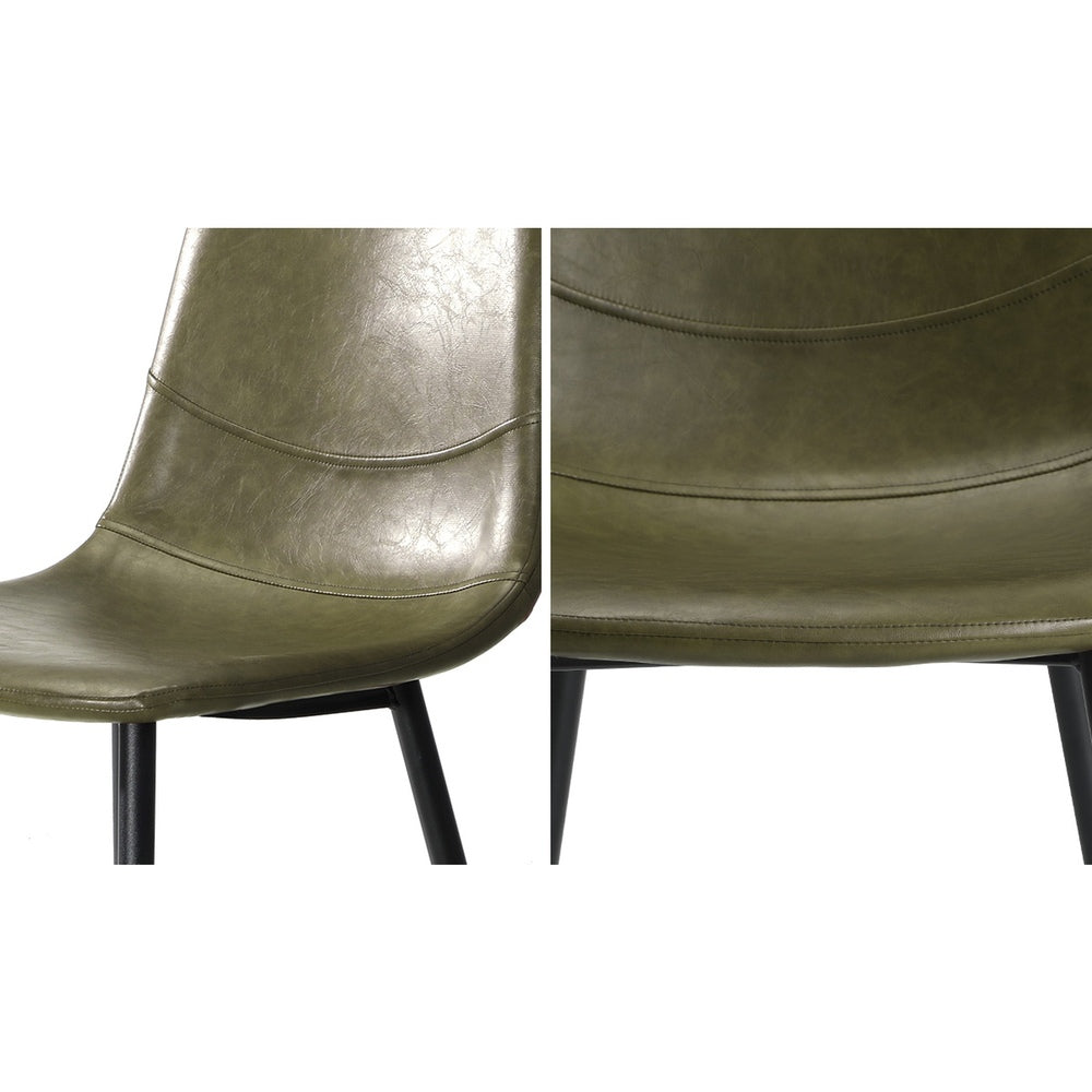 Oikiture 2x Dining Chairs PU Leather Green-Dining Chair-PEROZ Accessories