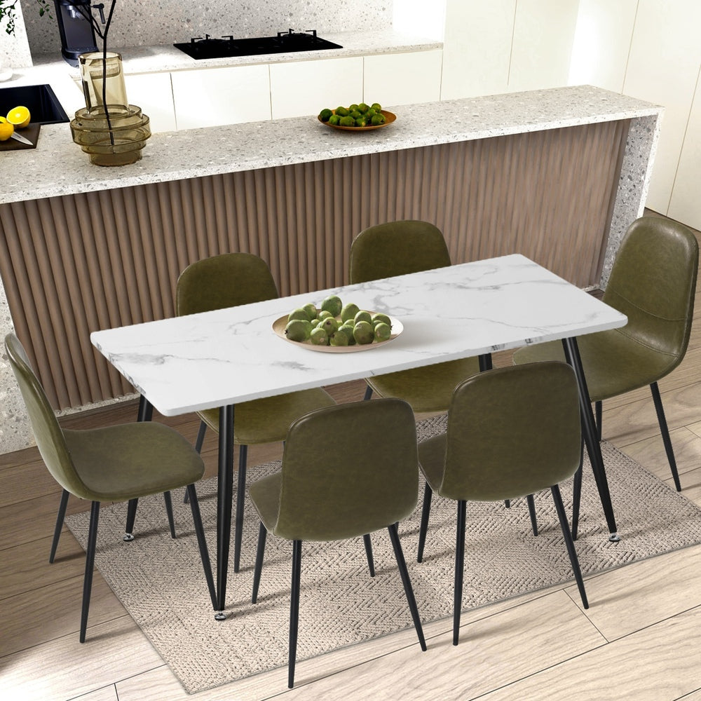 Oikiture 8x Dining Chairs Accent Chair PU Leather Green-Dining Chair-PEROZ Accessories